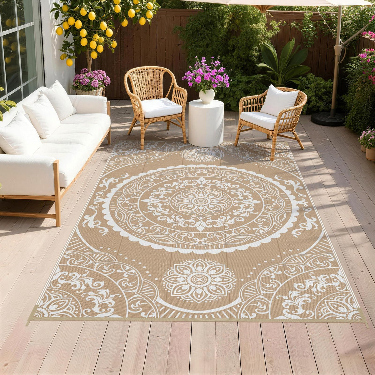 Pauwer alfombra frontal mostrando patrón paisley y elegante protección