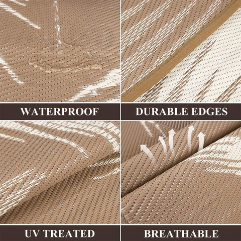 Pauwer lado reversible mostrando patrón leaf brown para cambiar estilo rápidamente