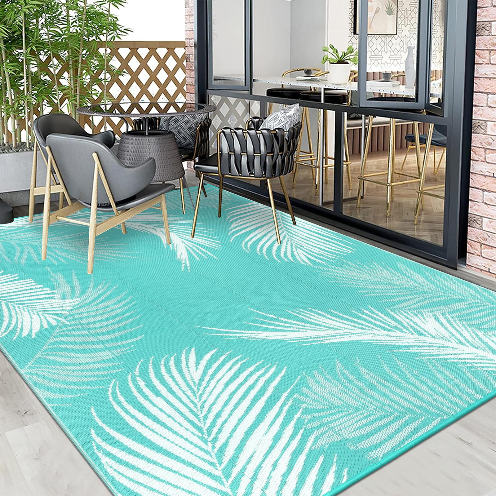 Pauwer vista de ambos lados reversible con patrón de hojas