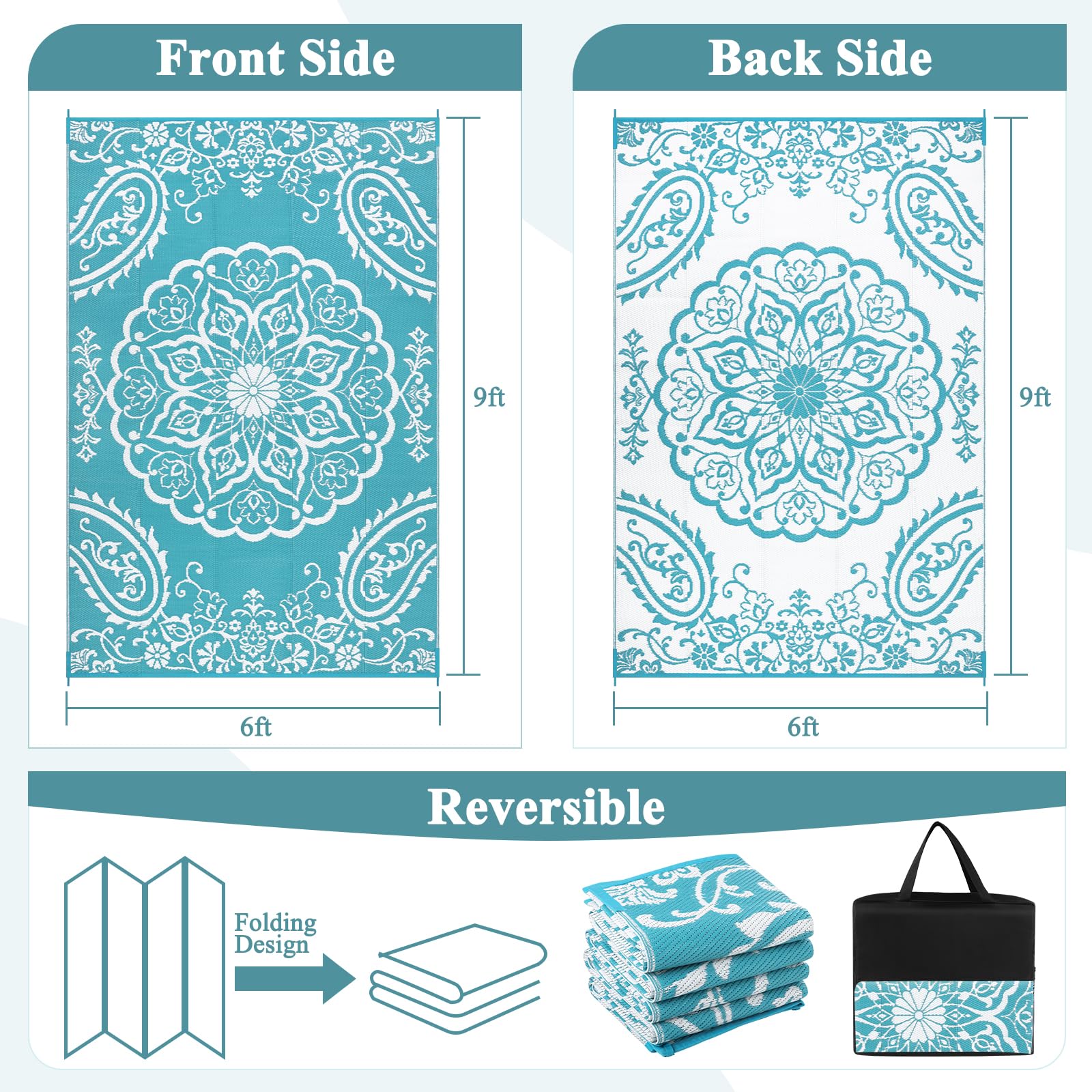 Pauwer alfombra volteada para mostrar diseño reversible y versatilidad visual