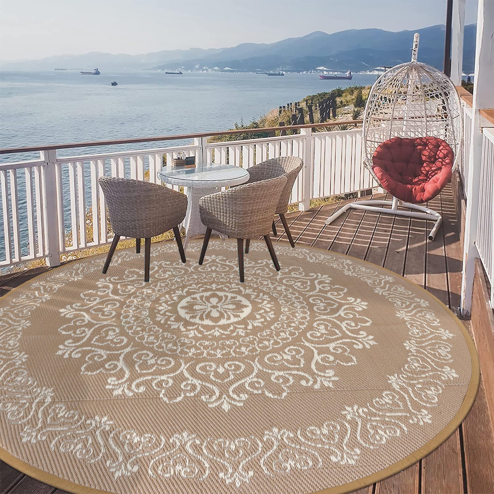 Pauwer alfombra frontal floral marrón mostrando tamaño y diseño práctico