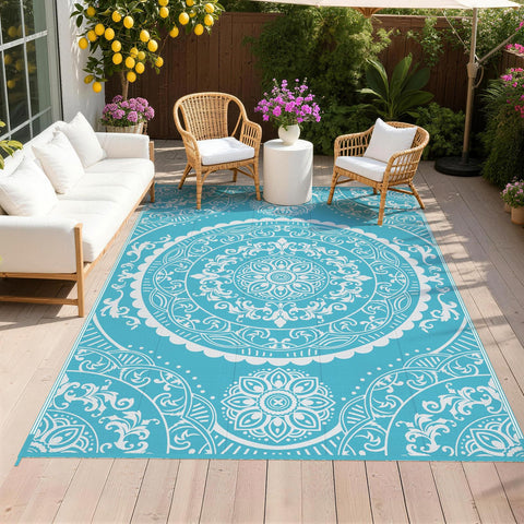 Pauwer frontal del empaquetado mostrando diseño paisley teal y protección
