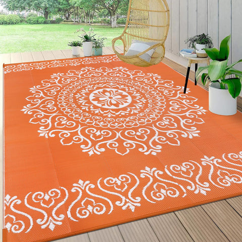 Pauwer vista frontal del paquete mostrando diseño floral naranja y tamaño 8x10