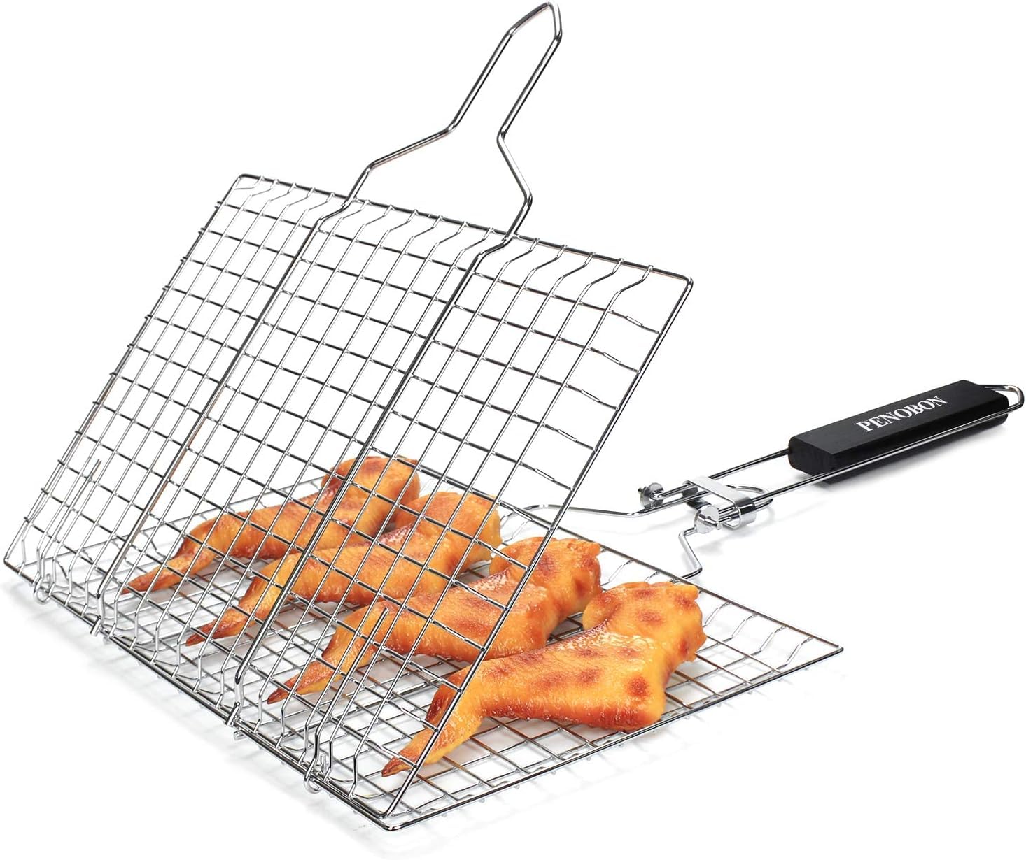 penobon cesta en uso con pescado asado mostrando cocción uniforme