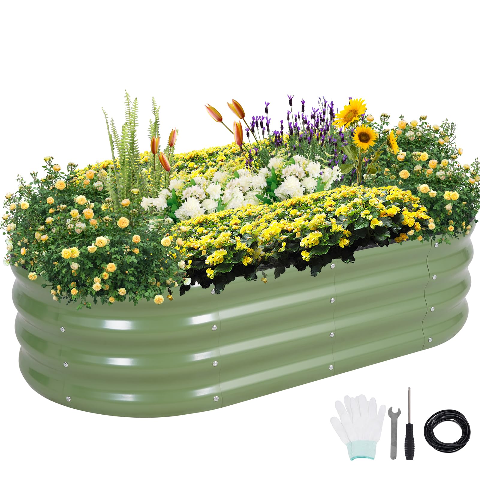 Permade jardinera frontal verde mostrando estructura robusta y fácil acceso