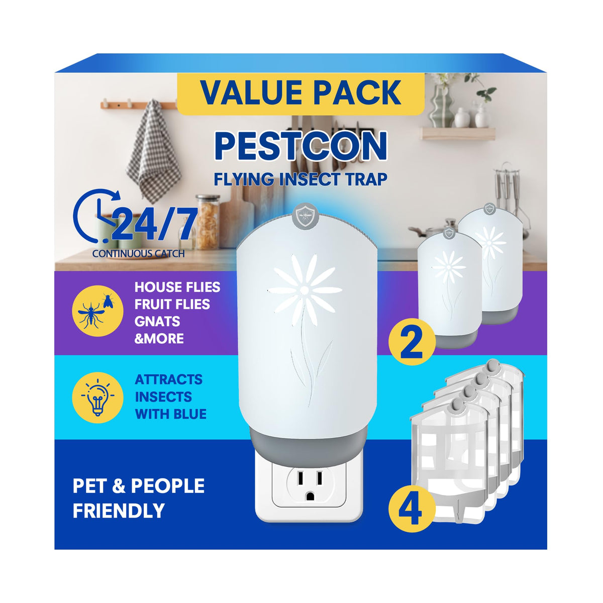 PESTCON unidad enchufable frontal mostrando diseño compacto y discreto