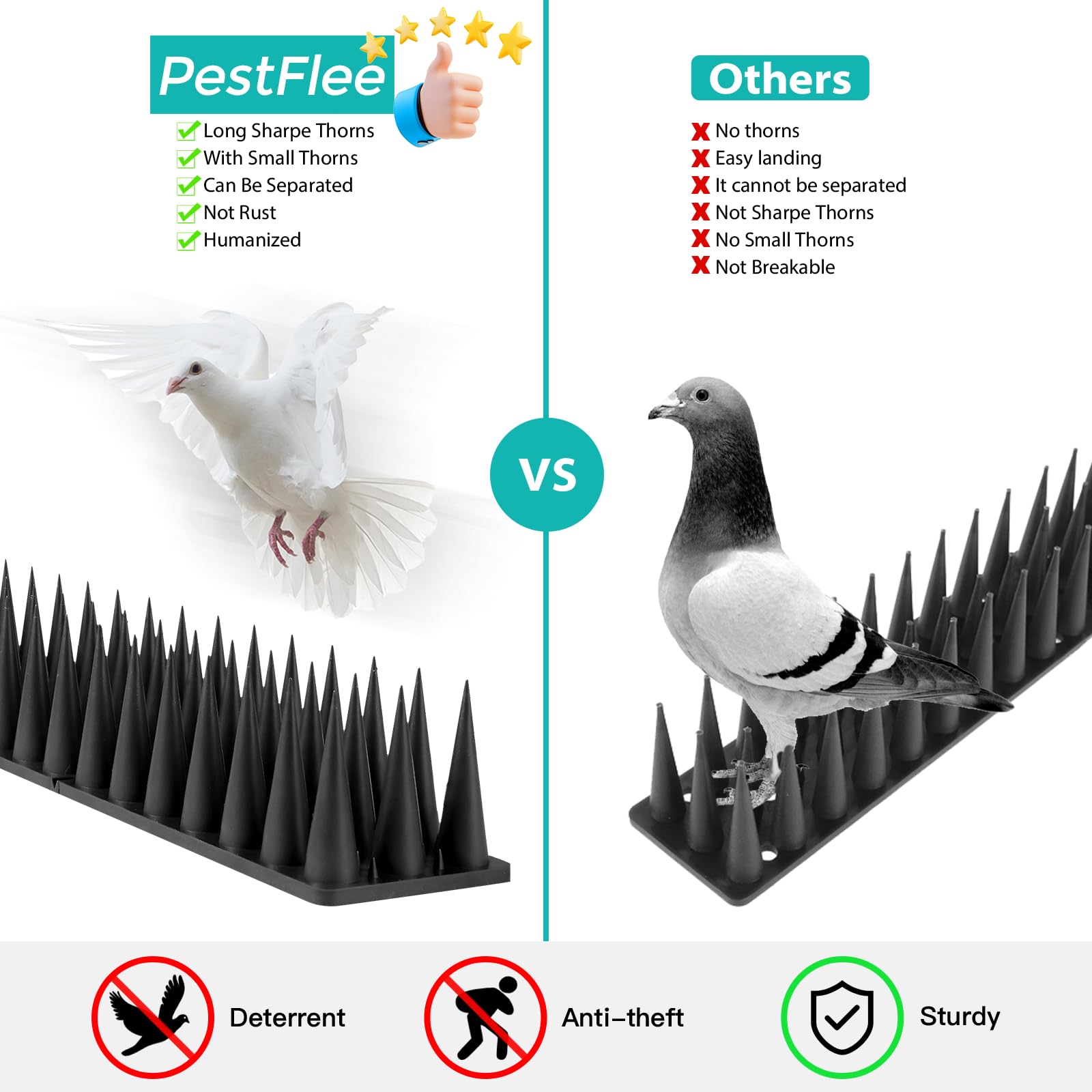 PestFlee comparación de tamaño con mano mostrando secciones desmontables