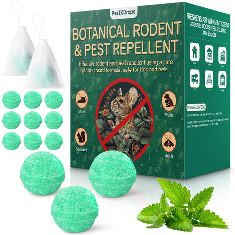 PestXDrops frente del empaque mostrando 14 bolas y beneficios naturales