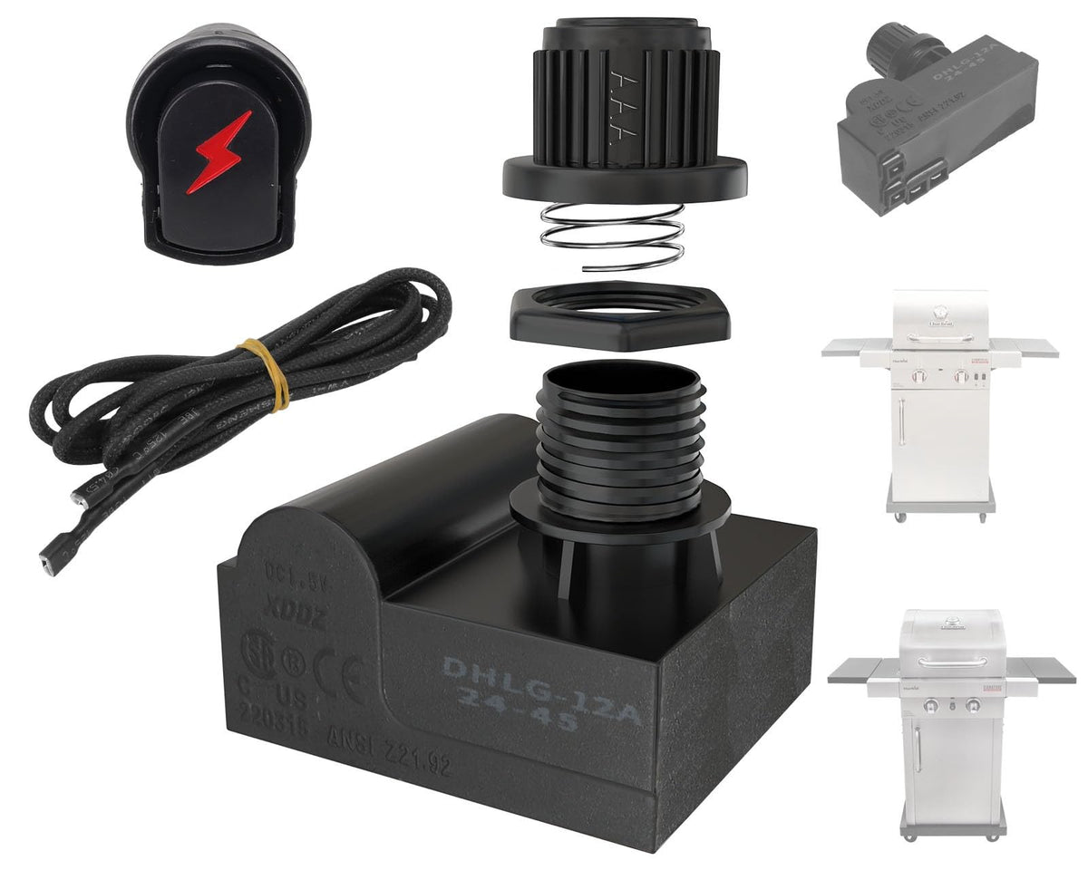 PETKAO vista frontal del kit DHLG-12 mostrando módulo y botón, instalación rápida