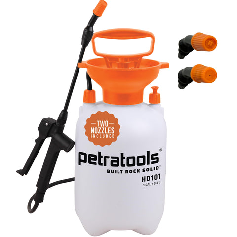 Petra pulverizador HD101 frontal mostrando ergonomía y tamaño práctico