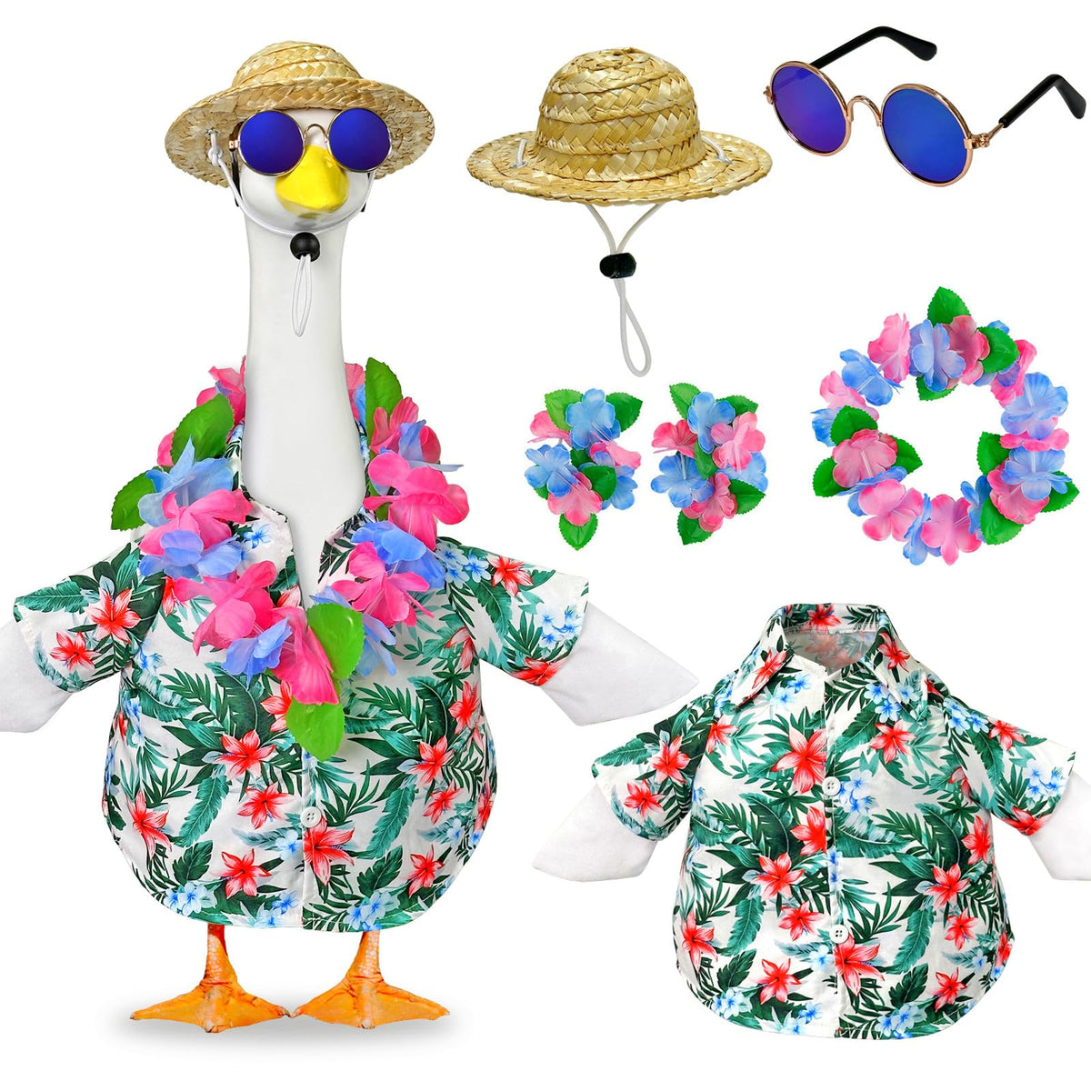 Pextian vista frontal del traje hawaiano para ganso, atractivo visual