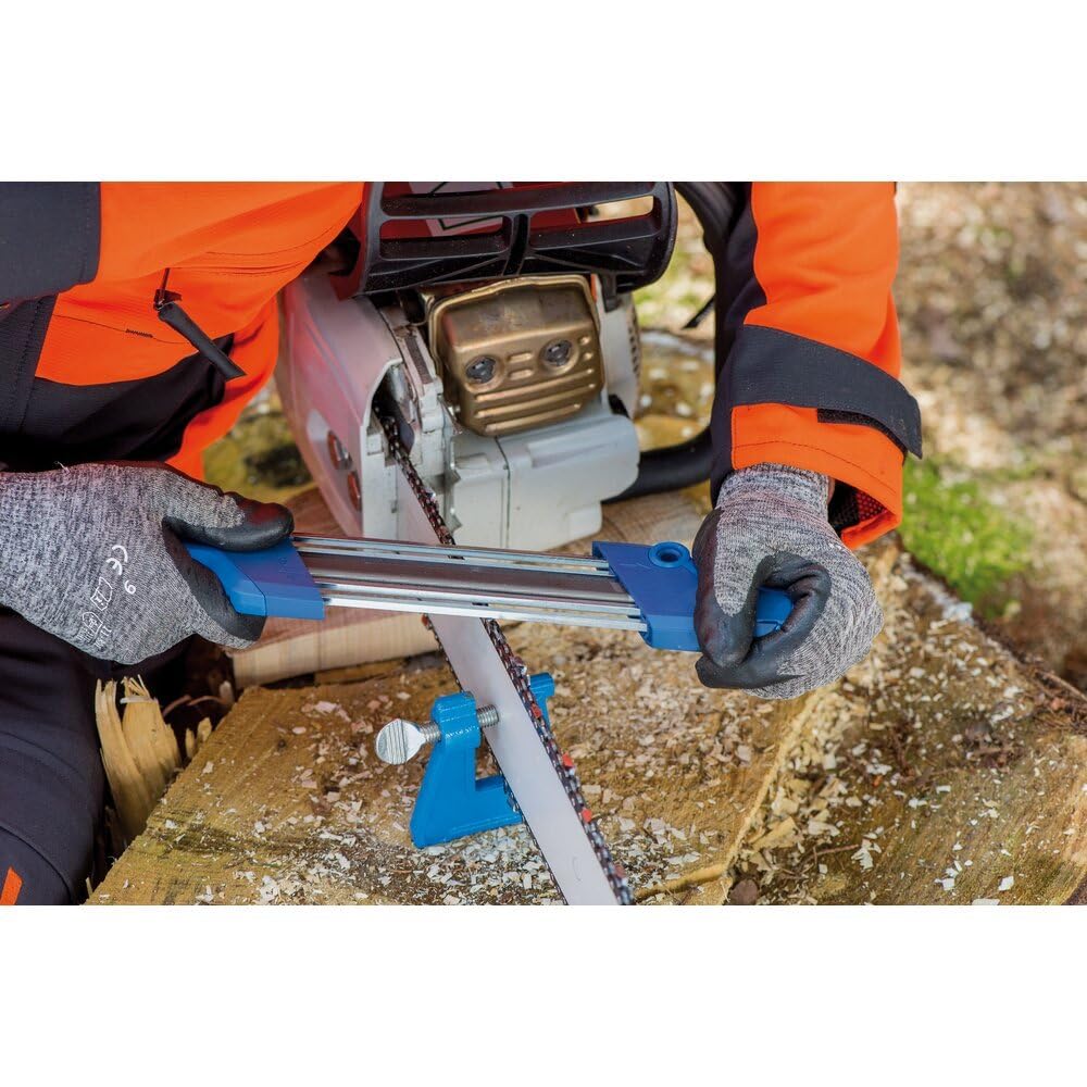 PFERD Chain Sharp CS-X mostrando las dos limas Classic Line incluidas y la lima de tope