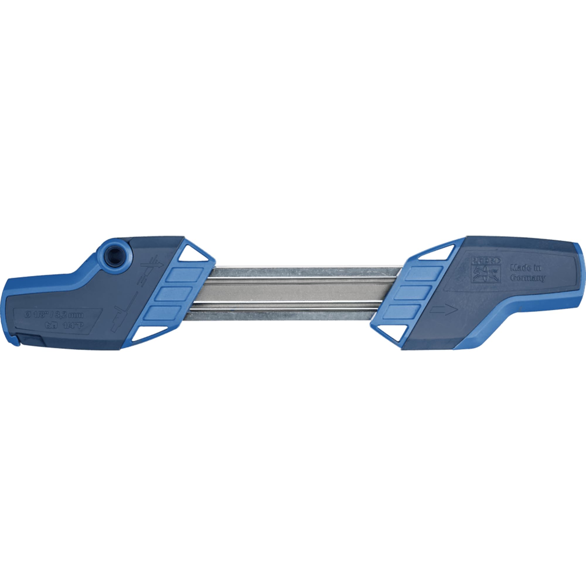 PFERD Chain Sharp CS-X vista frontal con piezas incluidas para afilado rápido