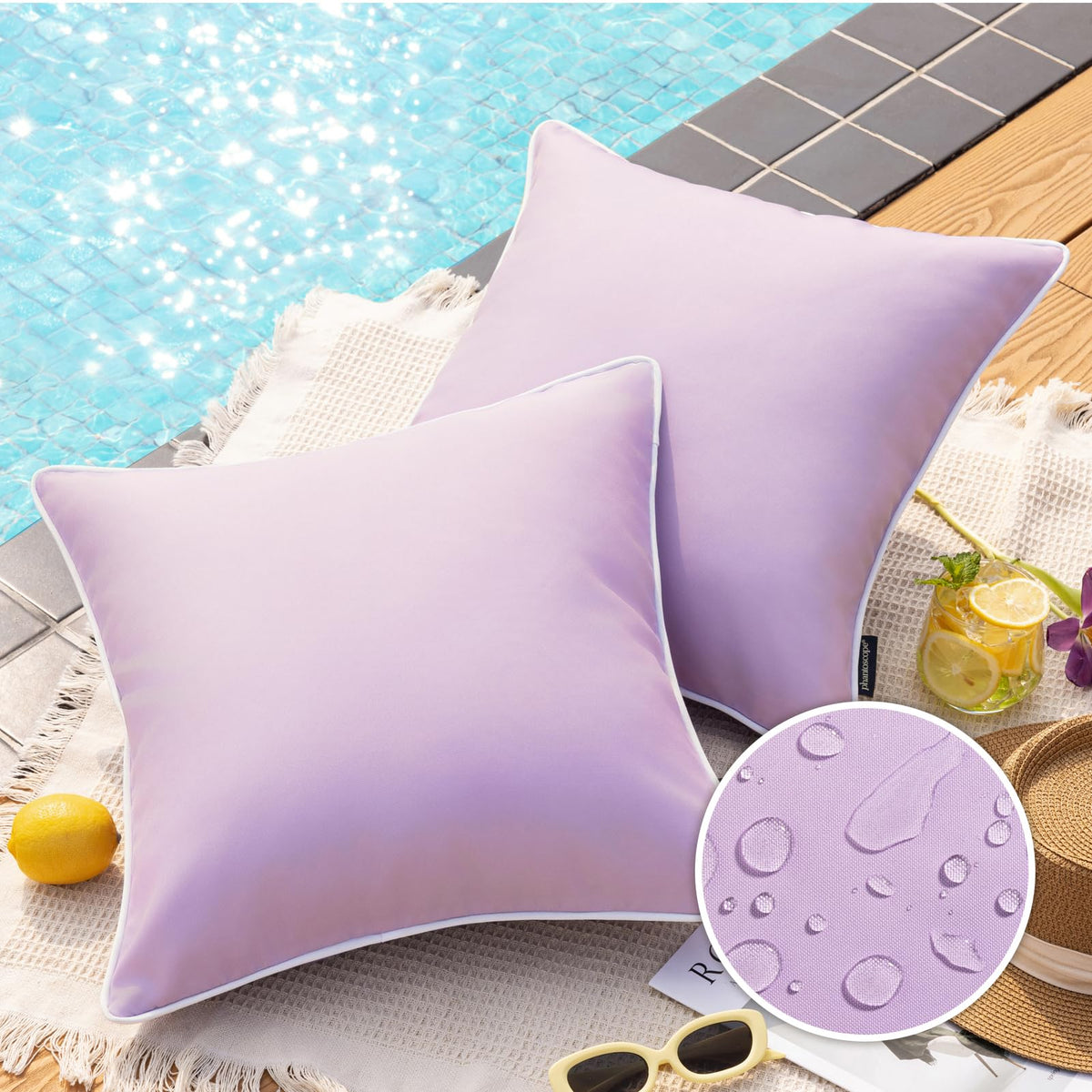 Phantoscope funda de cojín frontal mostrando color lavanda y protección visual