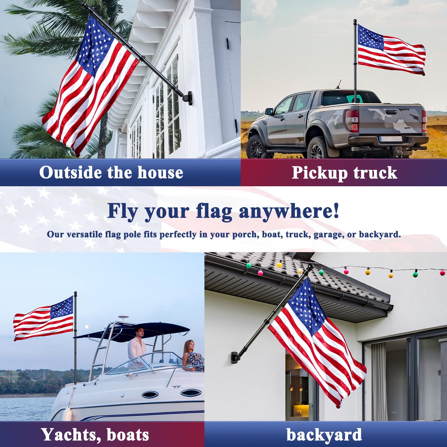 PHITRIC mástil en jardín con bandera para apariencia decorativa duradera