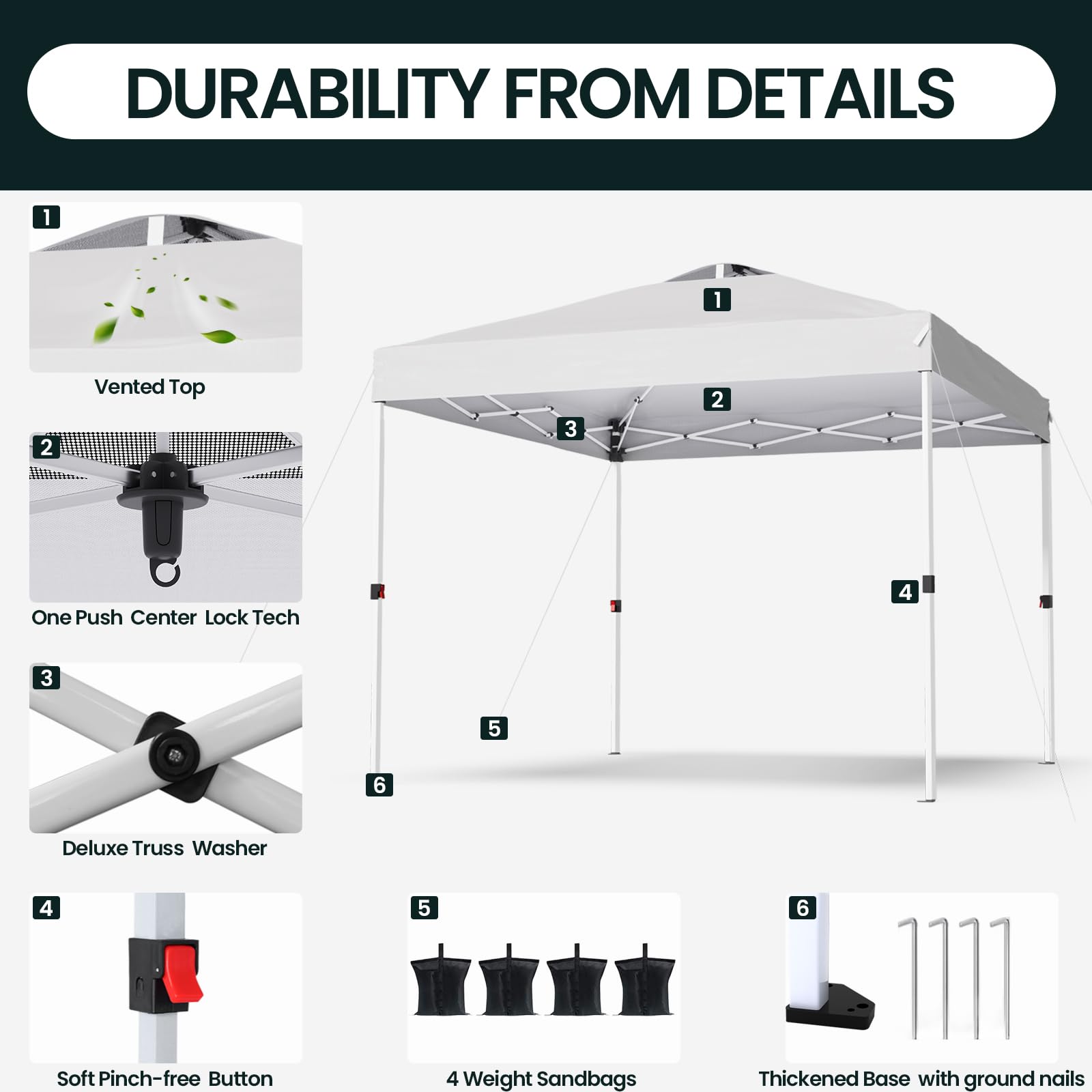 PHONWHON ruedas desmontables para mover el toldo con comodidad