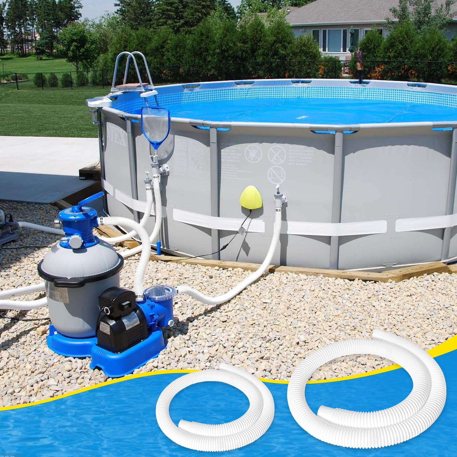 Picatu manguera instalada en piscina sobre suelo demostrando flujo y funcionamiento estable