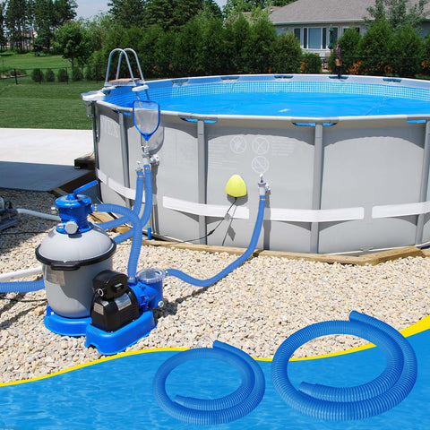 Picatu manguera instalada en piscina sobre suelo lista para disfrutar el verano