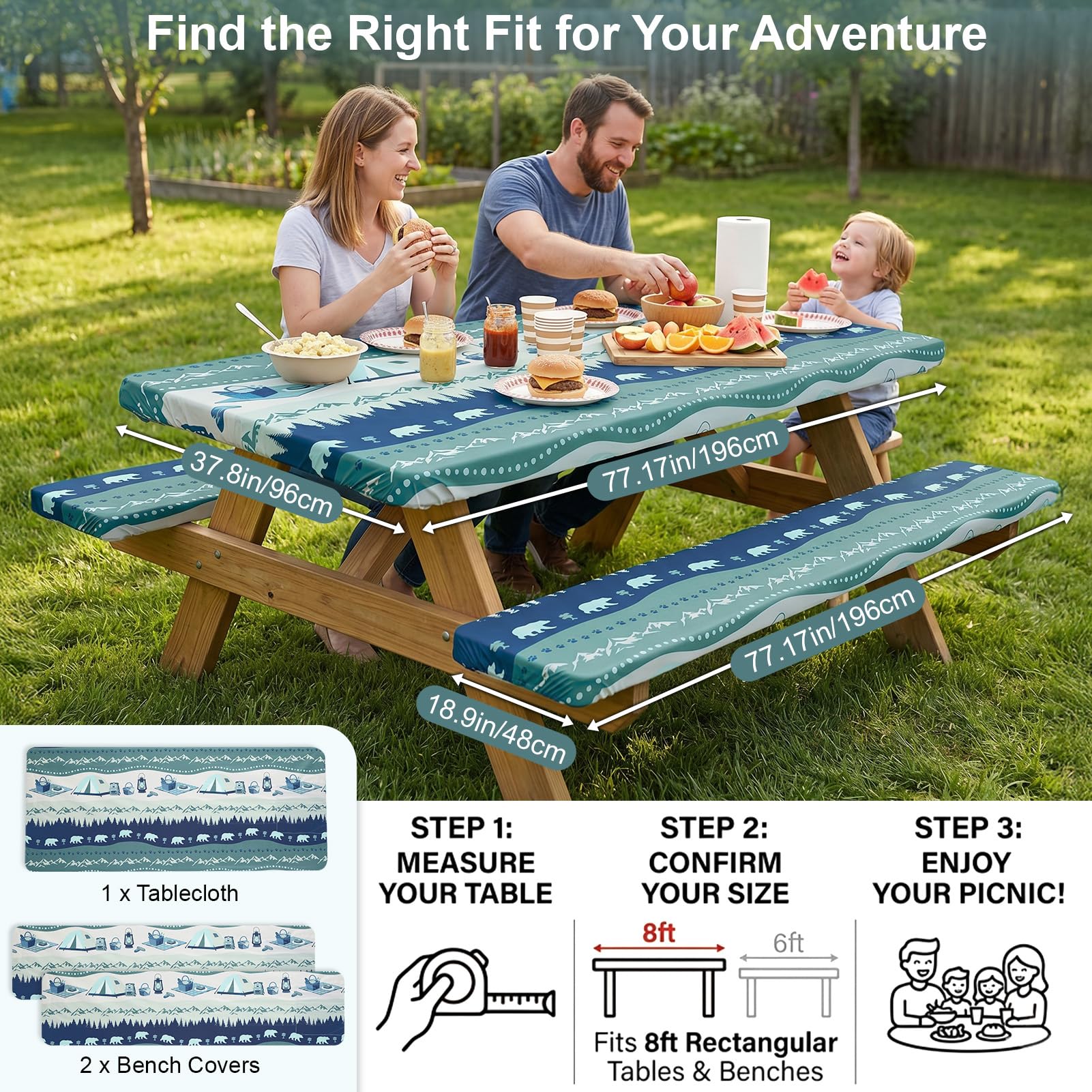 pickyNproud mesa de picnic con estampado de madera mejorando estética