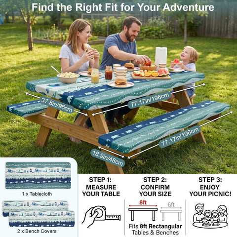 pickyNproud mesa de picnic con estampado de madera mejorando estética
