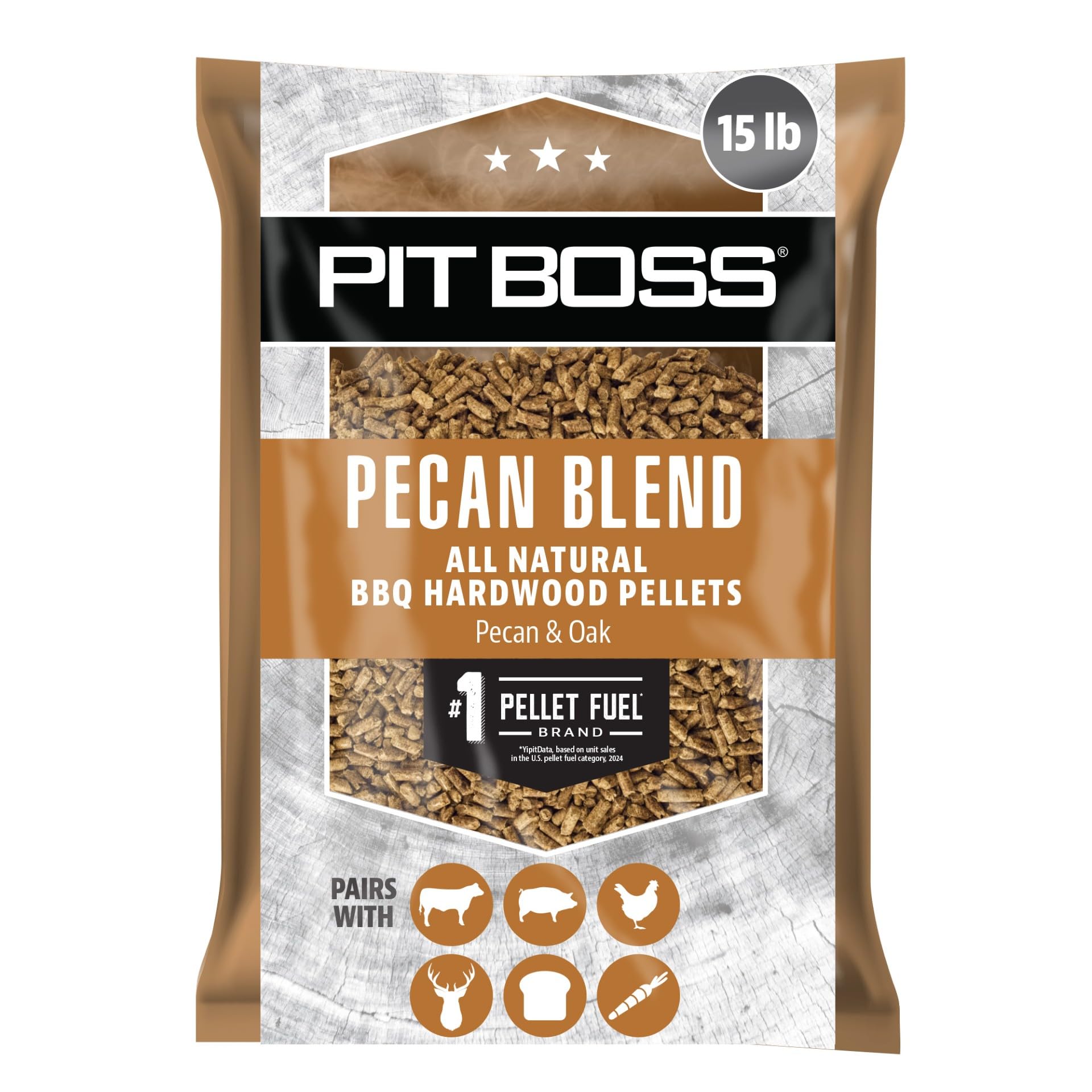 Pit Boss bolsa frontal 15 lb mostrando el empaque y facil almacenamiento