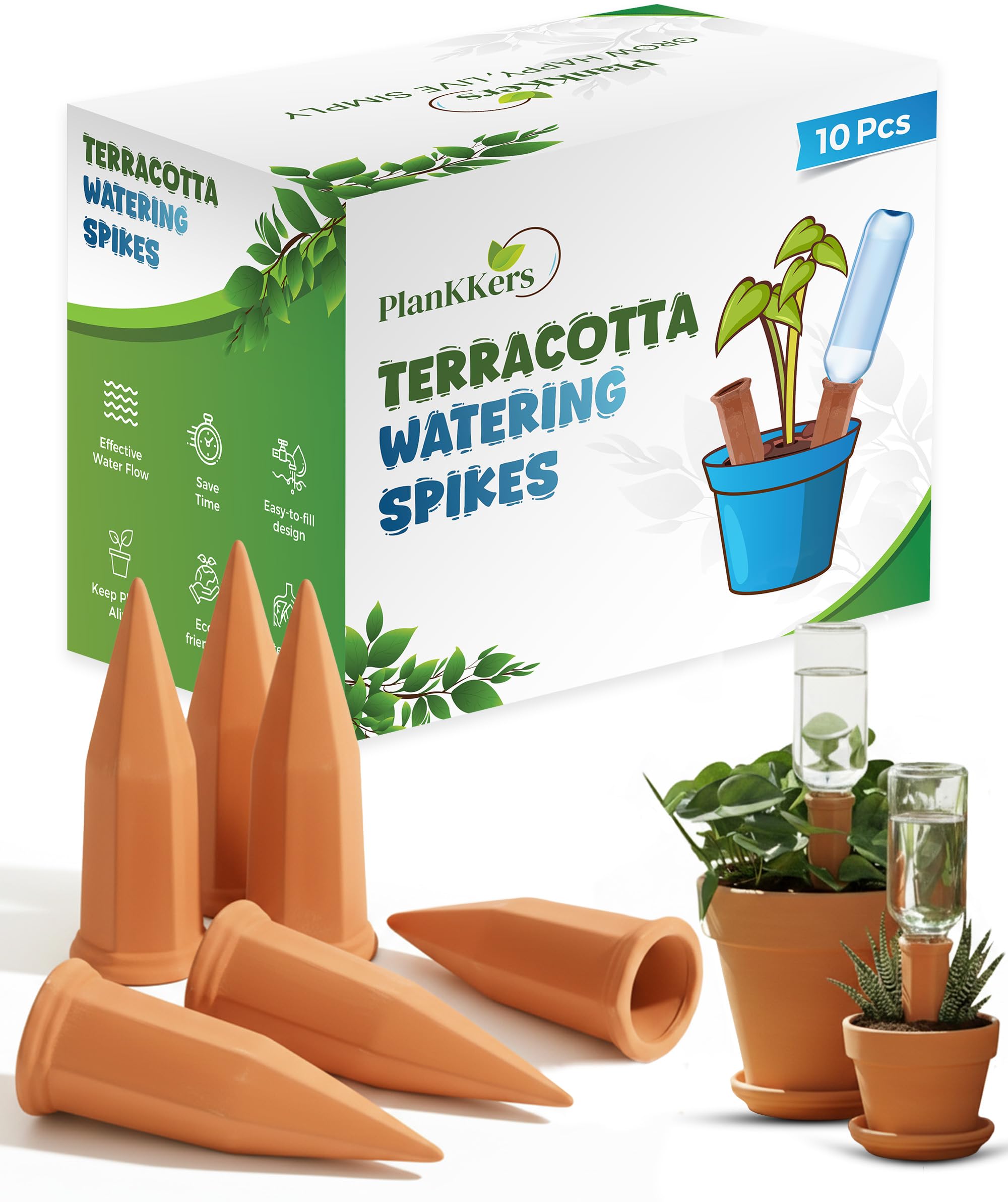 PlanKKers punta terracota frontal mostrando diseño discreto y riego confiable