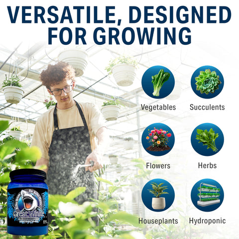 Plant Success envase 8 oz junto a regla para comparar tamaño real