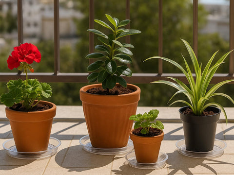 Planterhoma platillo usado en balcón al aire libre, resistente a la intemperie