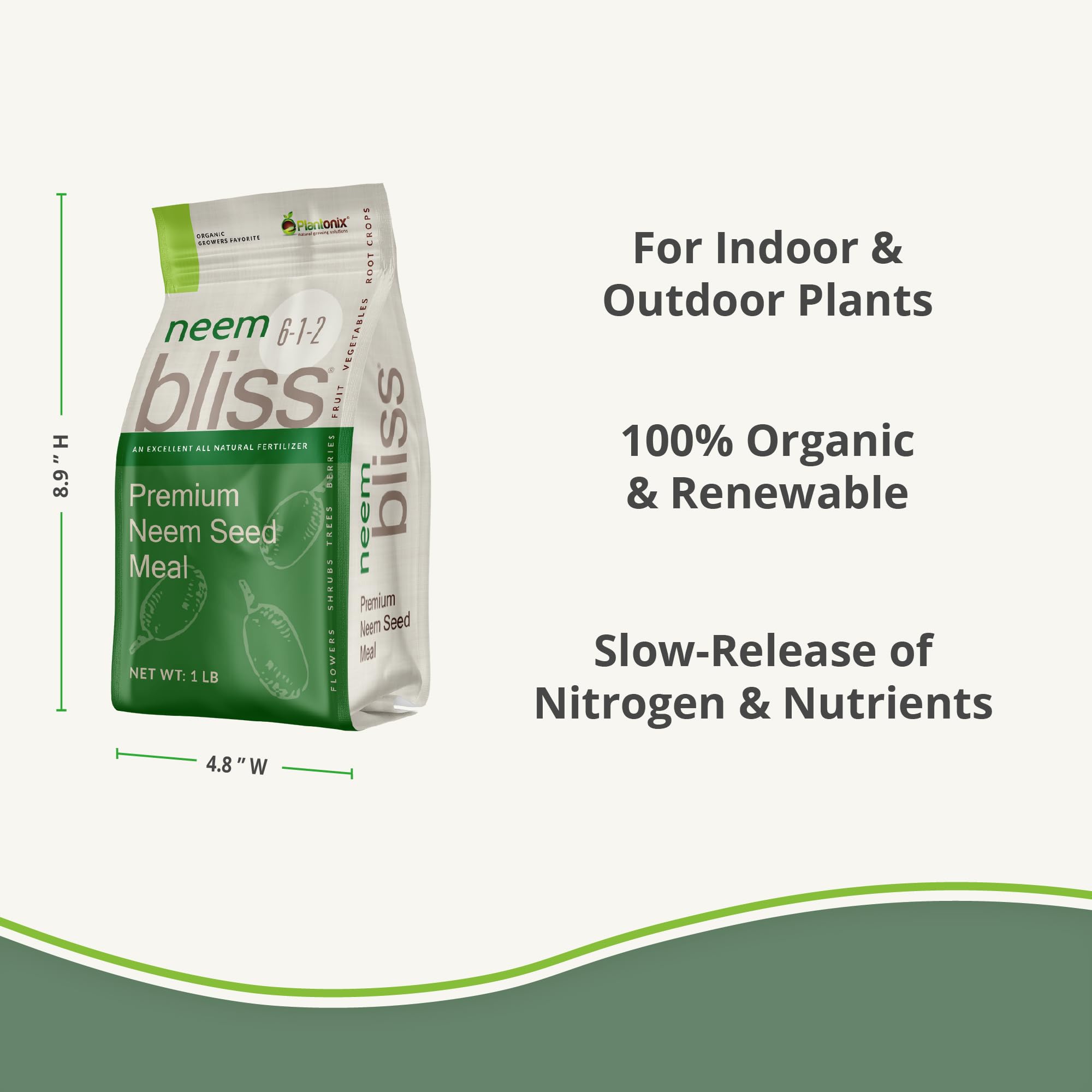 plantonix Neem Bliss comparación de tamaño de 1 lb para escala y uso doméstico
