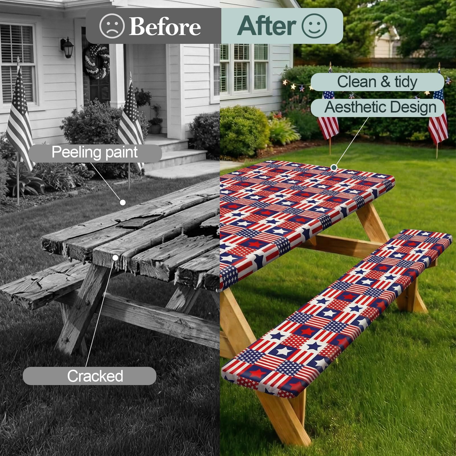 Play Tailor mesa de picnic montada con fundas, protege y decora el espacio