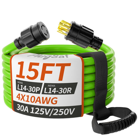 PlugSaf cable frontal con conectores L14-30 asegurando conexión estable