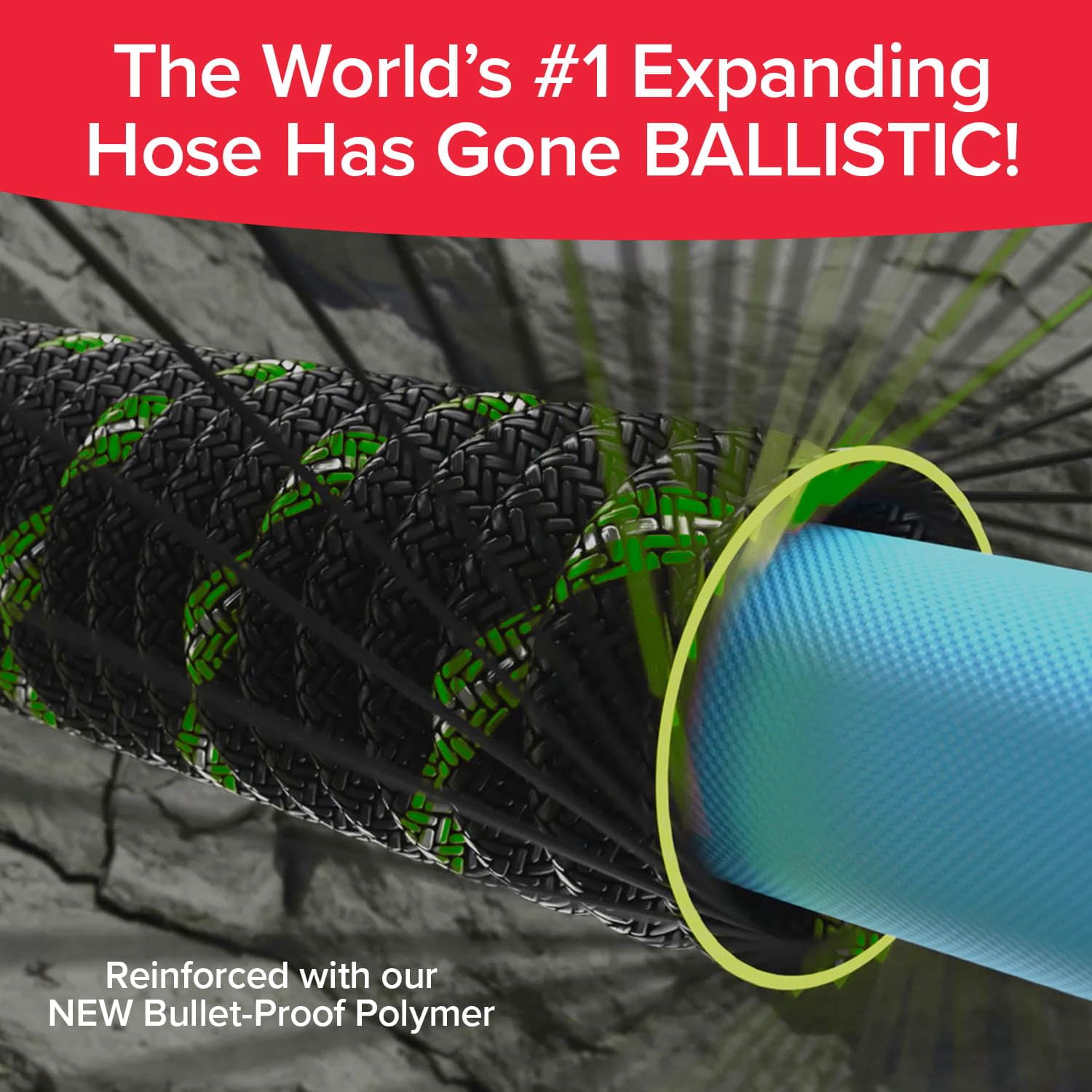 Pocket Hose totalmente expandida para riego con buen caudal