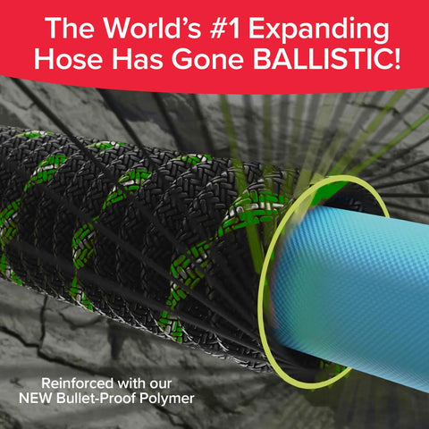 Pocket Hose totalmente expandida para riego con buen caudal