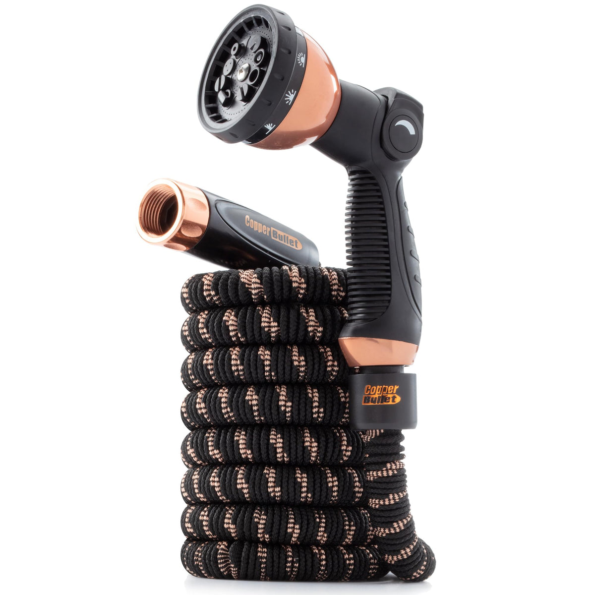 Pocket Hose vista frontal del empaque mostrando la manguera compacta y ligera