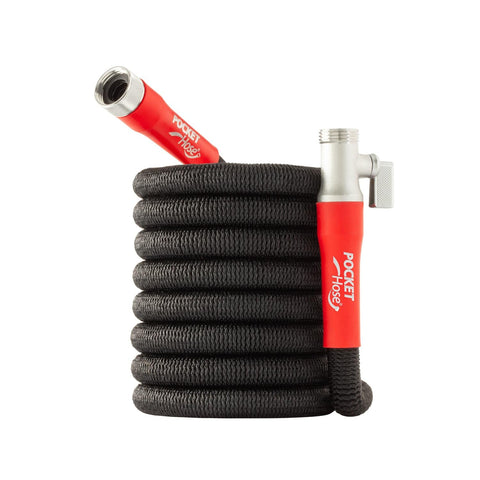 Pocket Hose frente del empaque mostrando la manguera ligera y compacta