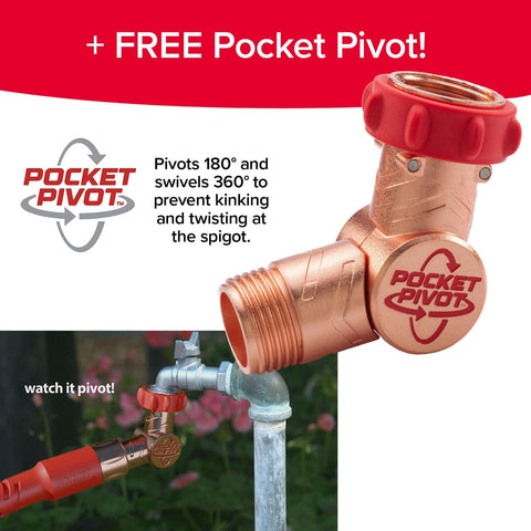 Pocket Hose detalle del Pocket Pivot giratorio que evita dobleces y facilita maniobras