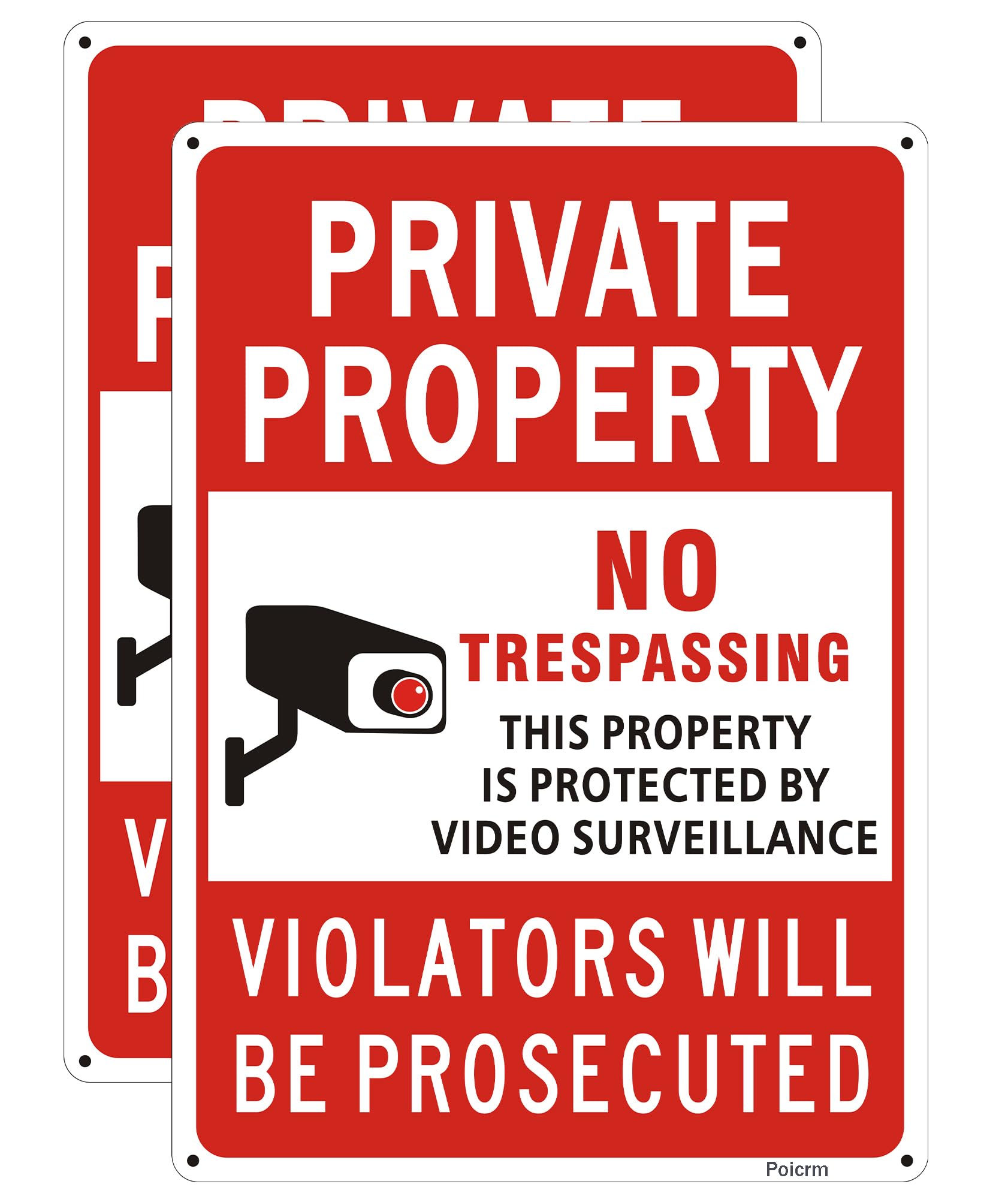 Poicrm frente del cartel visible y claro, advertencia efectiva