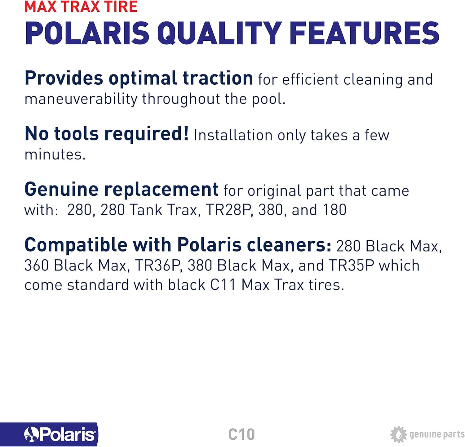 Polaris C10 comparación de tamaño que ayuda a verificar compatibilidad