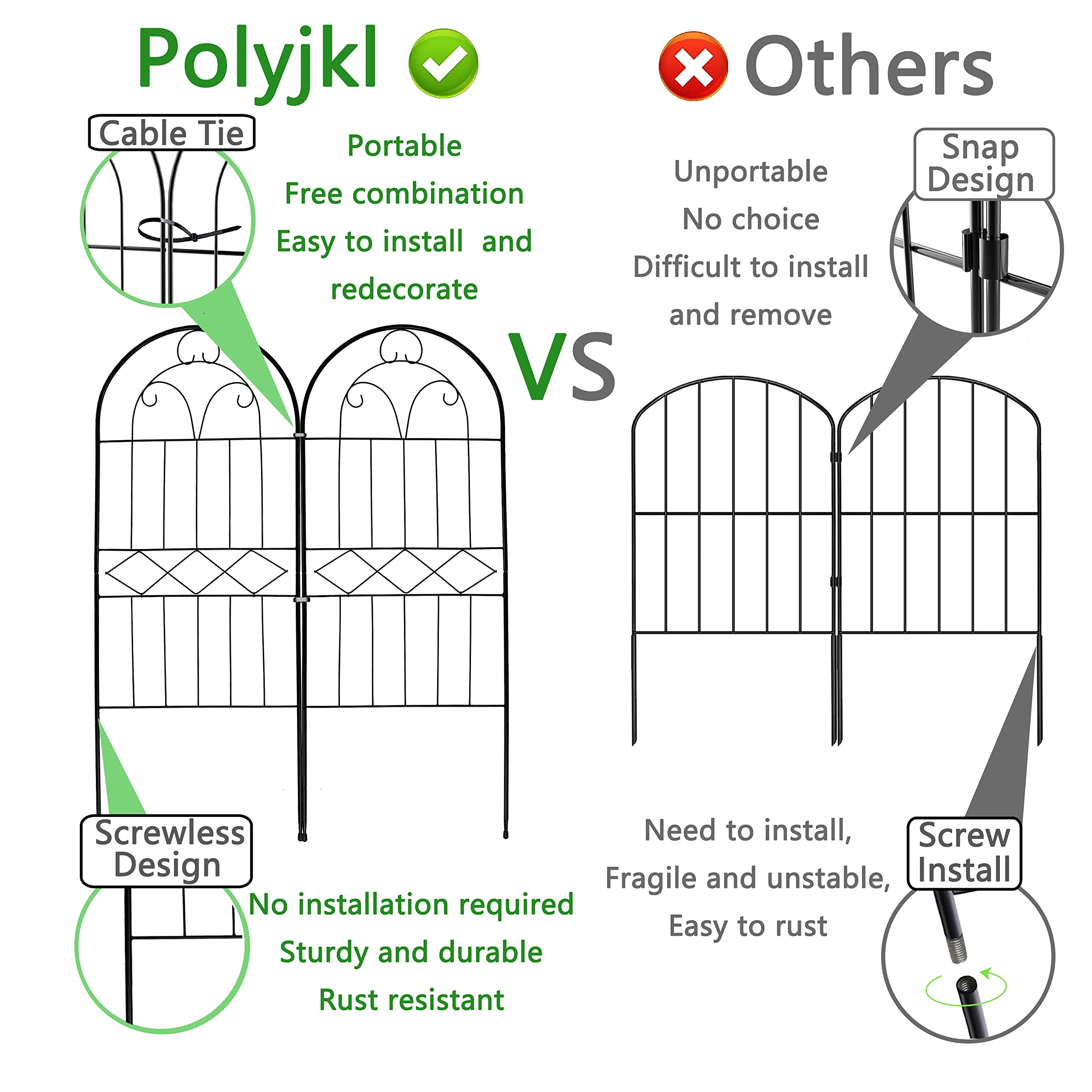 Polyjkl valla instalada en parterre protegiendo plantas fácilmente