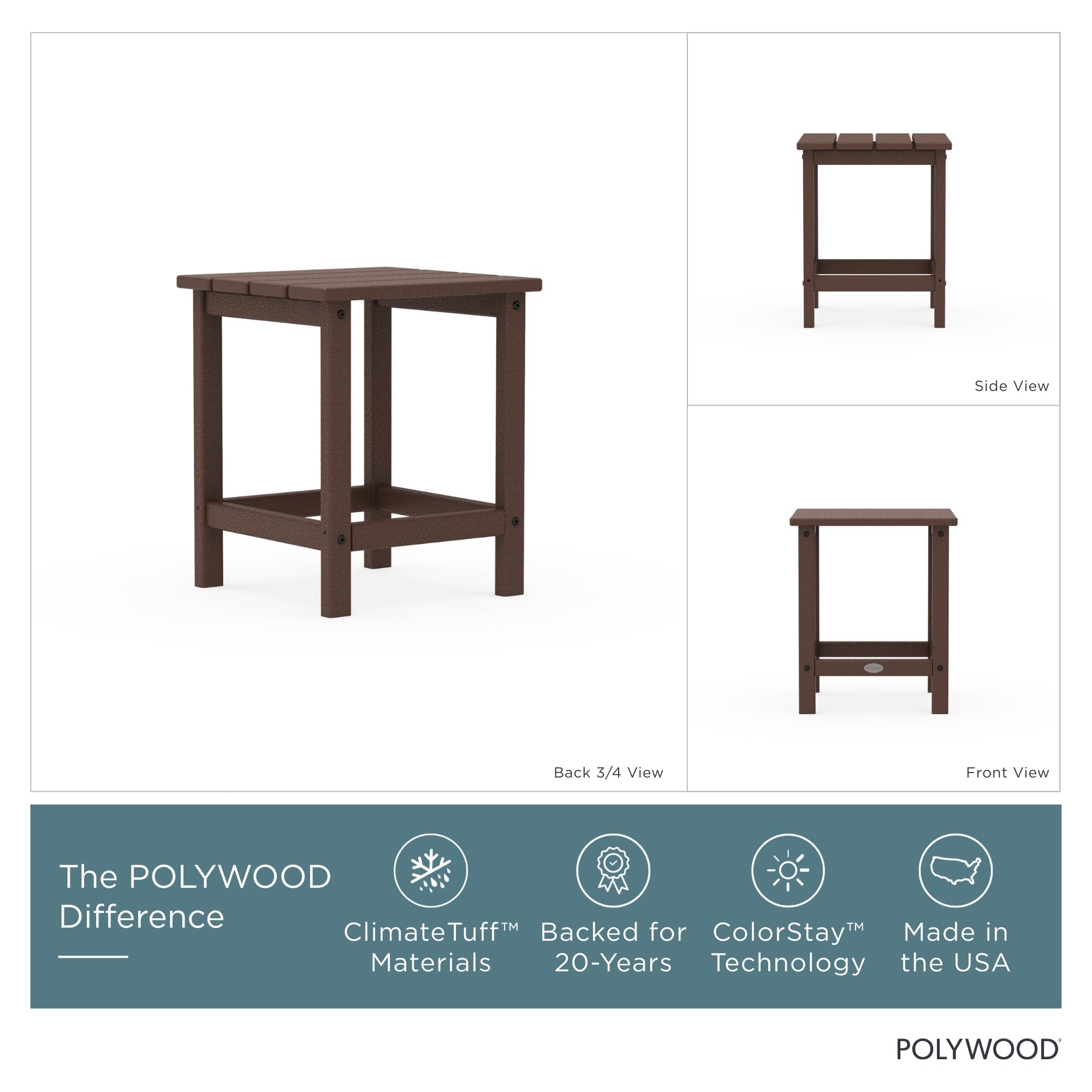 Polywood detalle de textura HDPE que imita madera, durabilidad visible