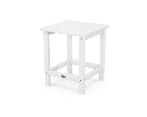 POLYWOOD mesa lateral frontal blanca mostrando diseño elegante y durable