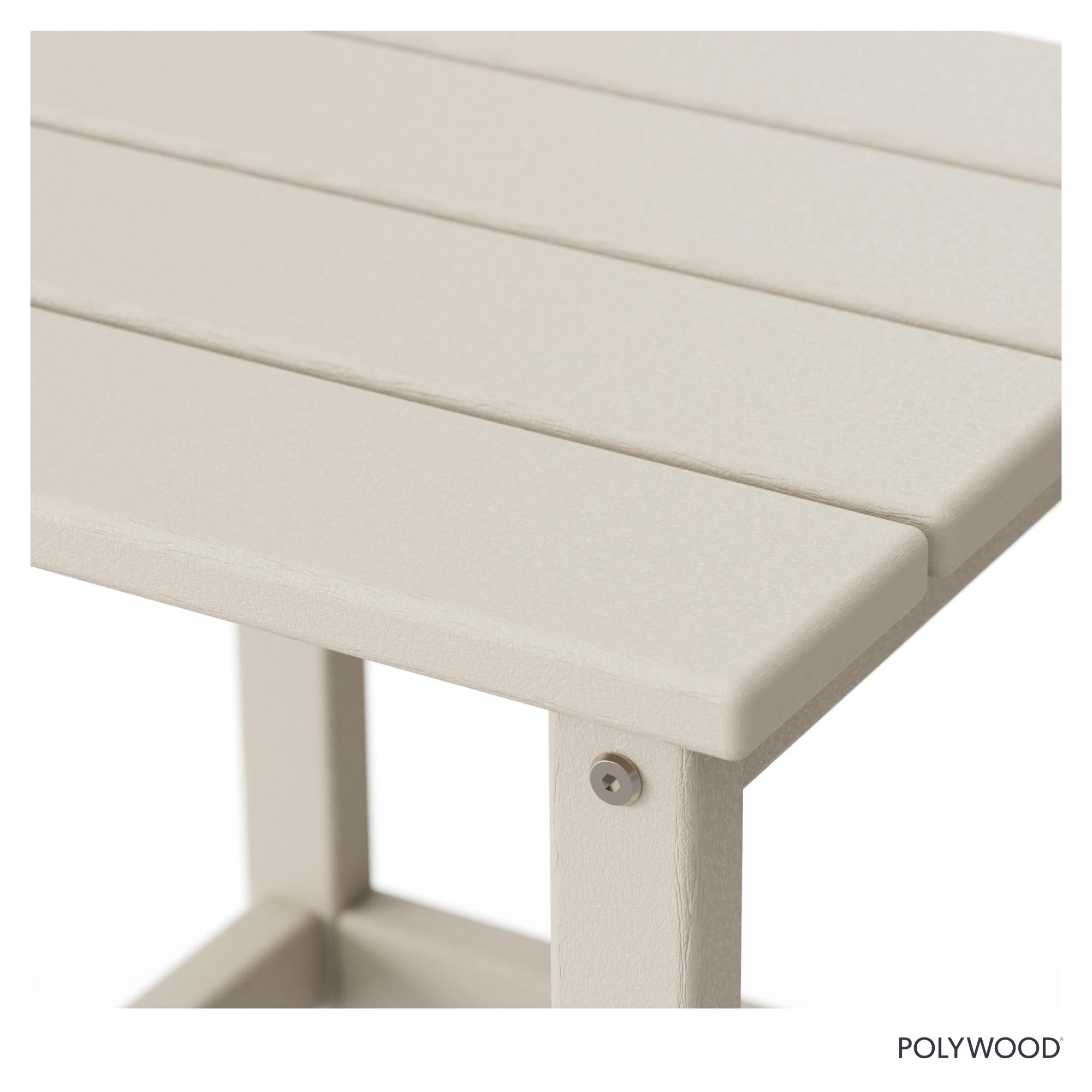Polywood vista superior con bebidas, superficie fácil de limpiar