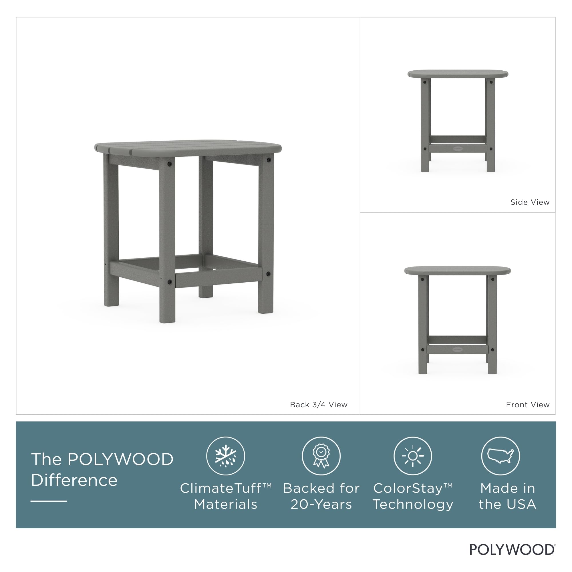 Polywood mesa en uso con vaso y libro que facilita comodidad en exteriores