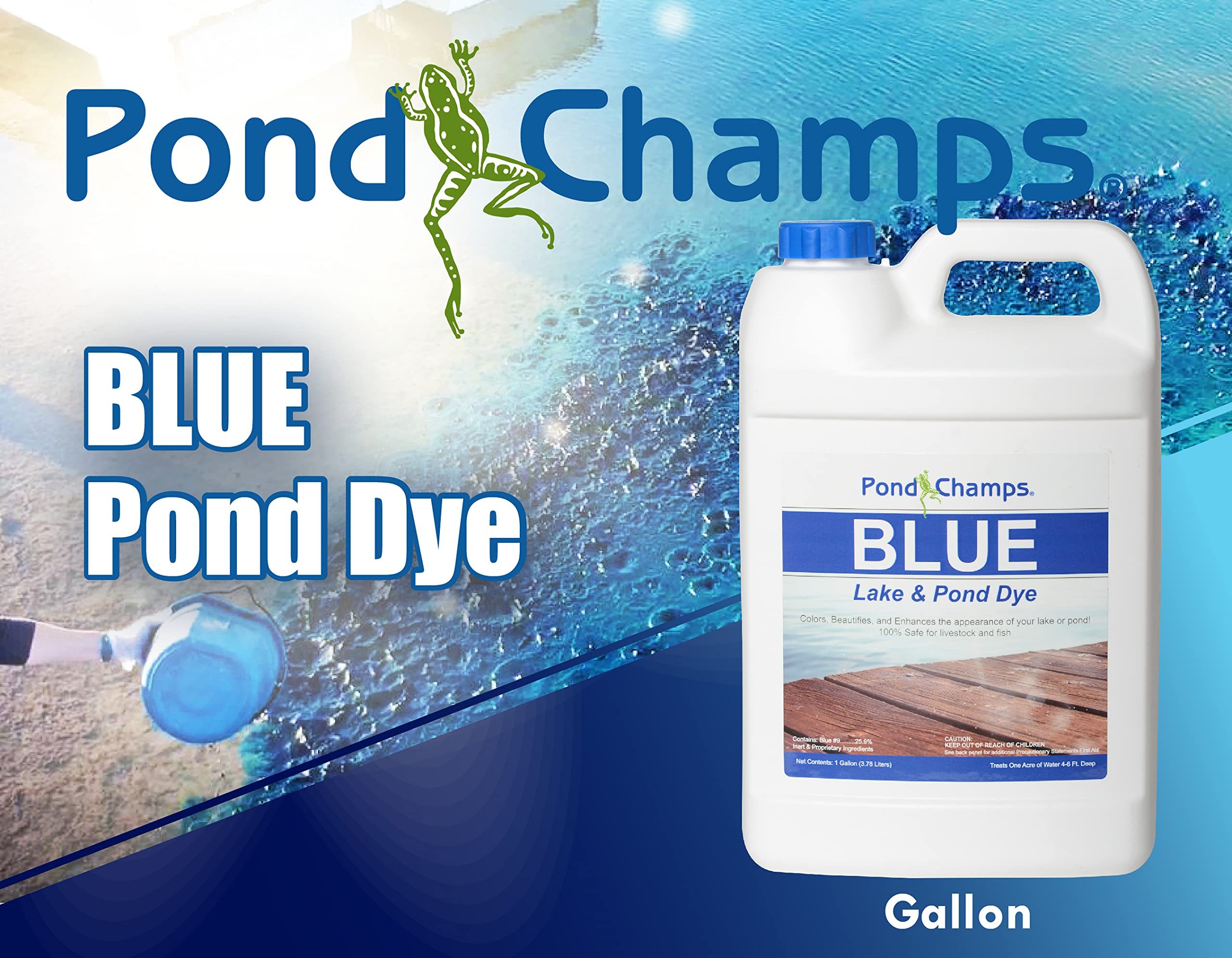 Pond Champs detalle del líquido azul y su brillo para tono uniforme