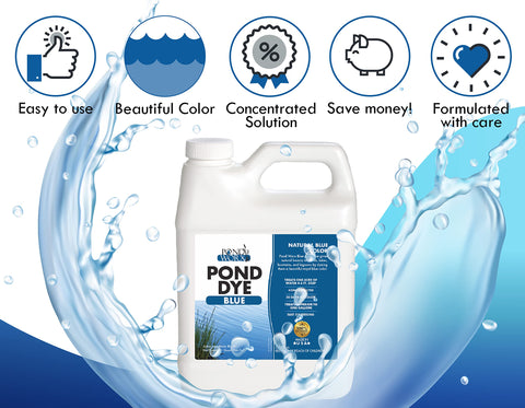 Pond Worx lago teñido azul profundo mejora apariencia paisajística