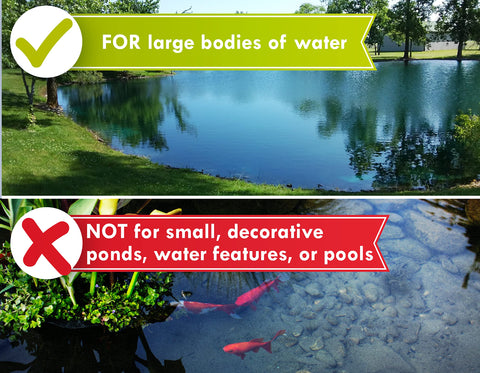 Pond Worx comparación antes y después realza aspecto del agua
