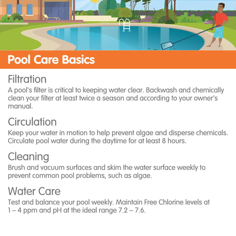 Pool Essentials piscina limpia en ambiente familiar destacando agua clara y lista para nadar