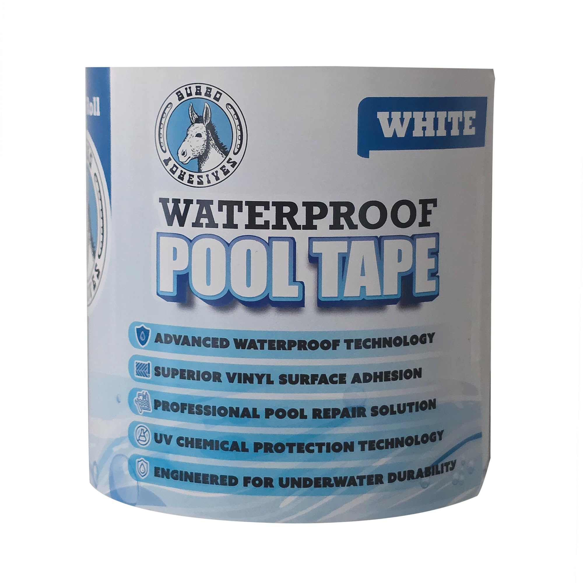 Pool Patch vista frontal del rollo y empaque, fácil identificación y uso