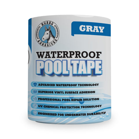 Pool Patch burro adhesives vista frontal del rollo mostrando el color gris y utilidad