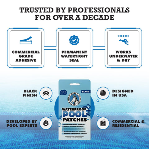 Pool Patch etiqueta e instrucciones visibles para uso profesional y doméstico